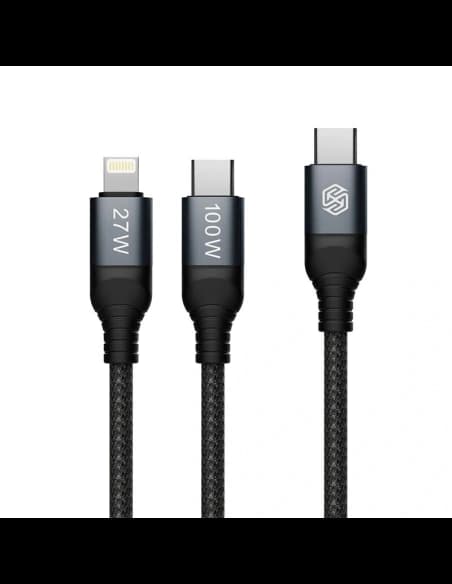Kabel Nillkin Data Cable DualPower 2w1 USB-C PD 3.0 100W, Lightning PD 27W negru