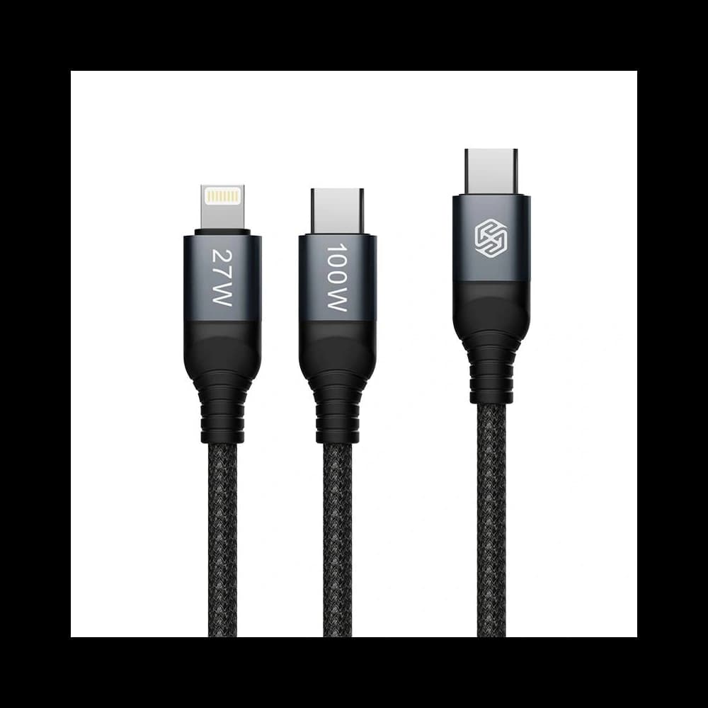 Kabel Nillkin Data Cable DualPower 2w1 USB-C PD 3.0 100W, Lightning PD 27W negru - 1