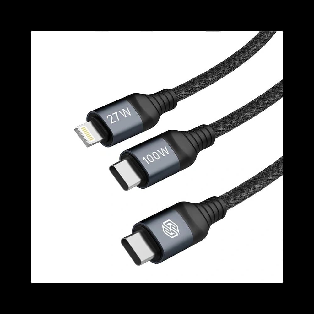 Kabel Nillkin Data Cable DualPower 2w1 USB-C PD 3.0 100W, Lightning PD 27W negru - 3
