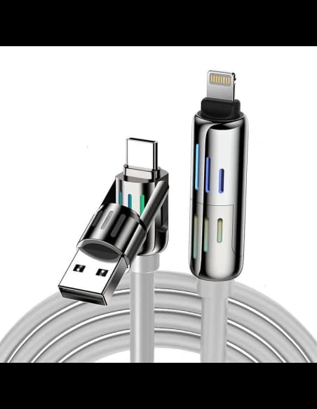 Blitzwolf BW-HDC6 4-in-1 USB-C / USB-A zu USB-C / Lightning Kabel 1.2m 240W RGB (grau)