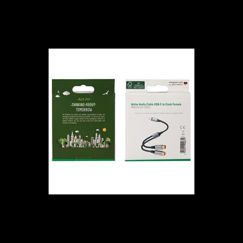 Kabel 4smarts Audio USB-C / 2x cinch zásuvka 20cm černý/black - 3