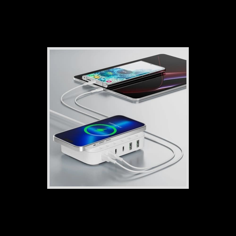 4smarts Ladestation 7in1 100W mit drahtlosem Laden in Weiß - 3