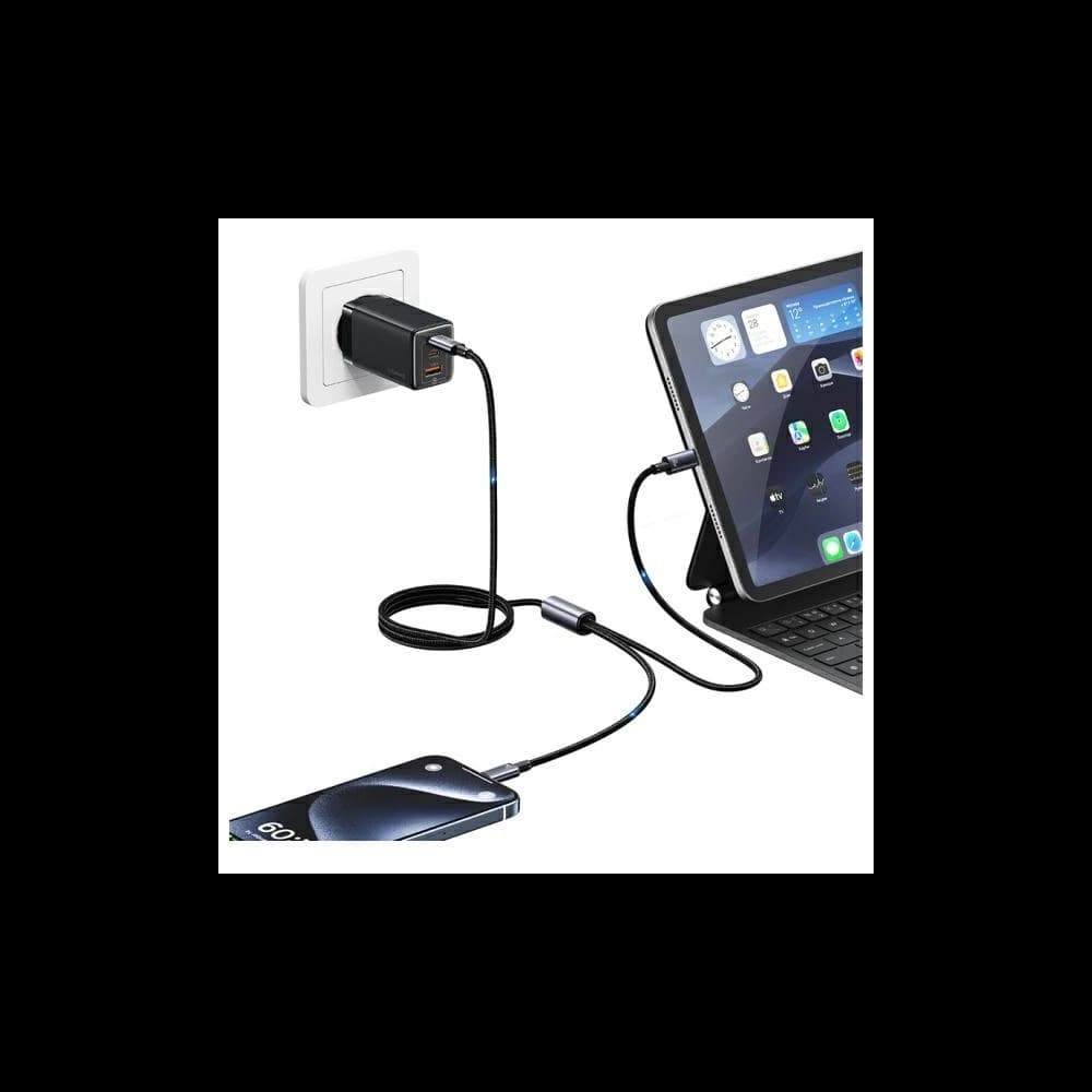 USAMS cablu USB-C / 2xUSB-C 72W 1.2m Cablu de date din aliaj de aluminiu Sufeng Series - 3