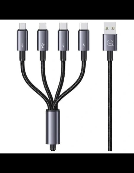 USAMS USB-A / 2xUSB-C, Lightning, MicroUSB kábel 15W 1.2m Alumínium ötvözet adatkábel Sufeng sorozat