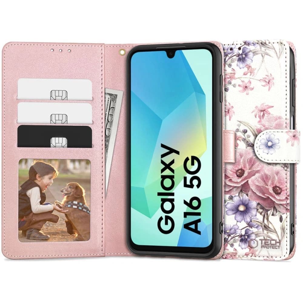 Etui Tech-Protect Wallet Samsung Galaxy A16 4G / 5G Kvetinový motiv - 1