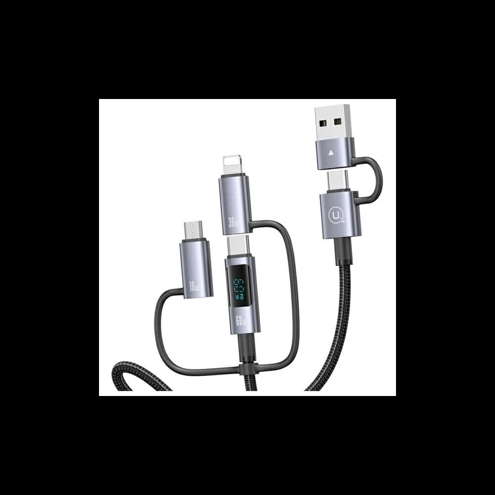 USAMS USB-A, USB-C / USB-C, Lightning, MicroUSB cable Fast charging 60W 1.2m Data Cable Digital display Aluminium Alloy Seria Sufeng - 5