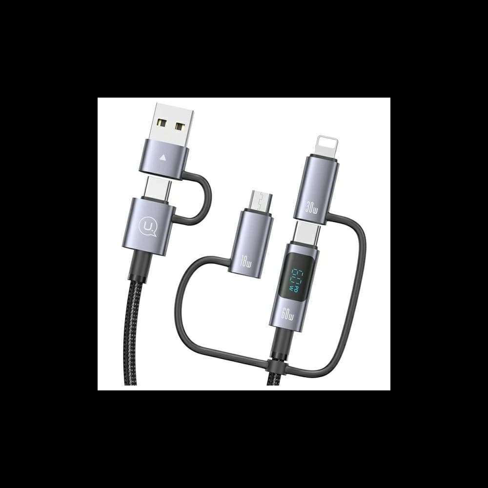 USAMS USB-A, USB-C / USB-C, Lightning, MicroUSB cable Fast charging 60W 1.2m Data Cable Digital display Aluminium Alloy Seria Sufeng - 6