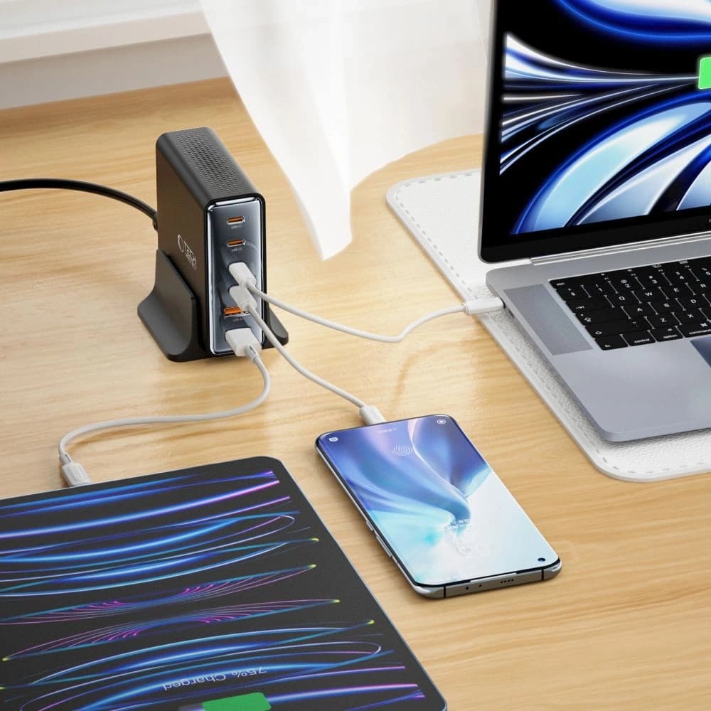 Tech-Protect DC80W-GAN Ladegerät 6-Port 2xUSB-A, 4xUSB-C Desktop-Ladegerät PD80W / QC3.0 schwarz - 6