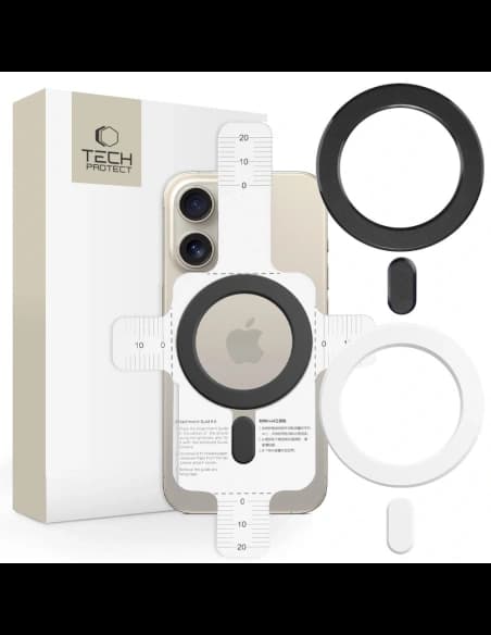 Tech-Protect MMP-100 Magnetic MagSafe Ring Negru & Alb [2 PACK]