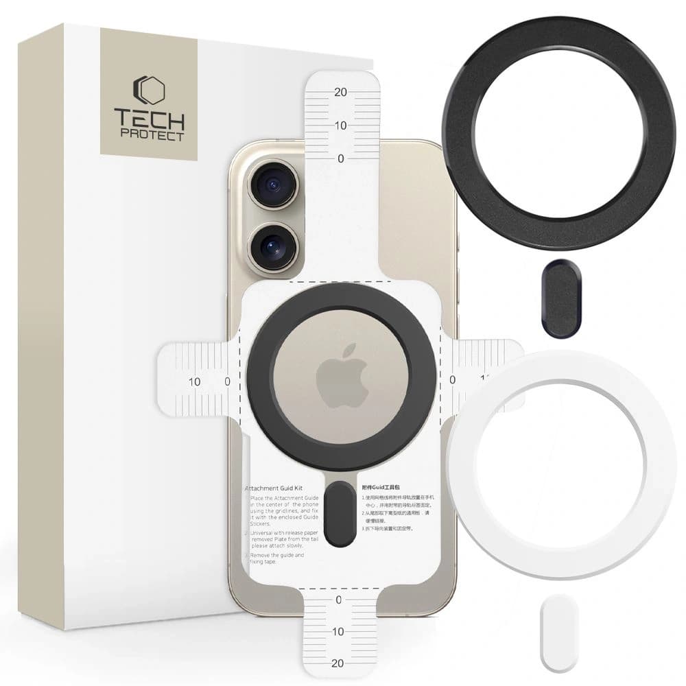 Tech-Protect MMP-100 Magnetic MagSafe Ring Negru & Alb [2 PACK] - 1