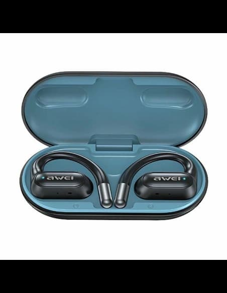 AWEI T93 Bluetooth 5.4 OWS wireless headphones + docking station blue