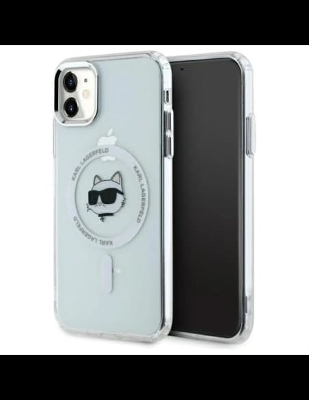 Etui Karl Lagerfeld KLHMN61HLSCHH Apple iPhone 11 / XR hardcase IML Metal Choupette Head MagSafe bílý/white