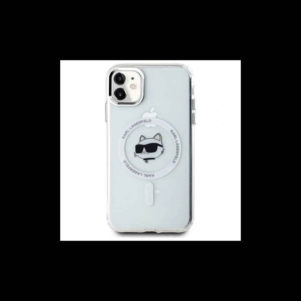 Etui Karl Lagerfeld KLHMN61HLSCHH Apple iPhone 11 / XR hardcase IML Metal Choupette Head MagSafe bílý/white - 3
