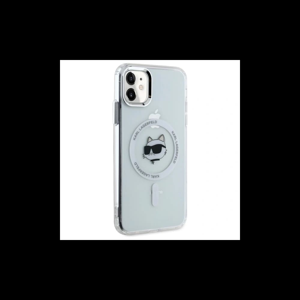 Etui Karl Lagerfeld KLHMN61HLSCHH Apple iPhone 11 / XR hardcase IML Metal Choupette Head MagSafe bílý/white - 4