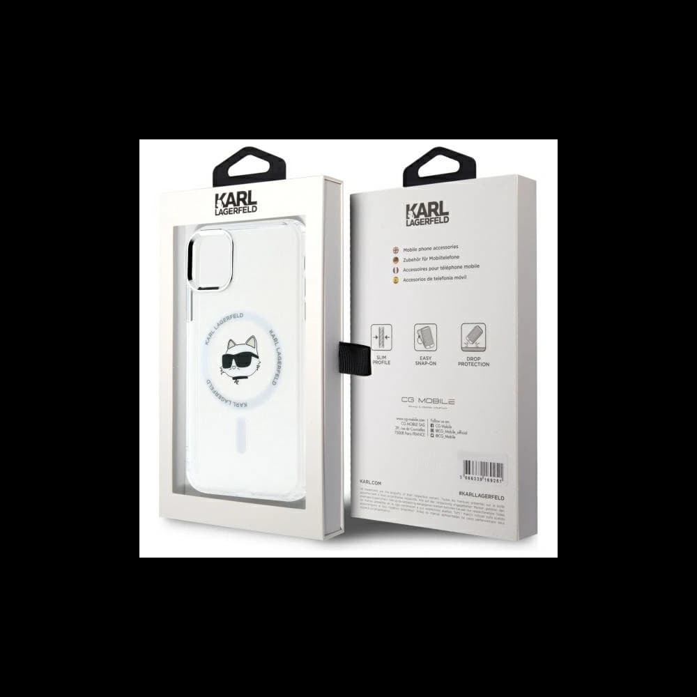 Etui Karl Lagerfeld KLHMN61HLSCHH Apple iPhone 11 / XR hardcase IML Metal Choupette Head MagSafe bílý/white - 8