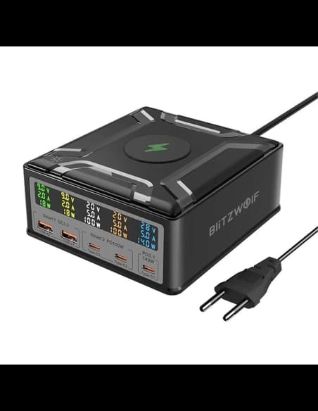 Nabíjecí stanice Blitzwolf BW-S28 260W, 2xUSB-A, 3xUSB-C, 15W (černá)