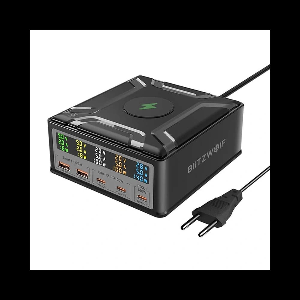 Nabíjecí stanice Blitzwolf BW-S28 260W, 2xUSB-A, 3xUSB-C, 15W (černá) - 1