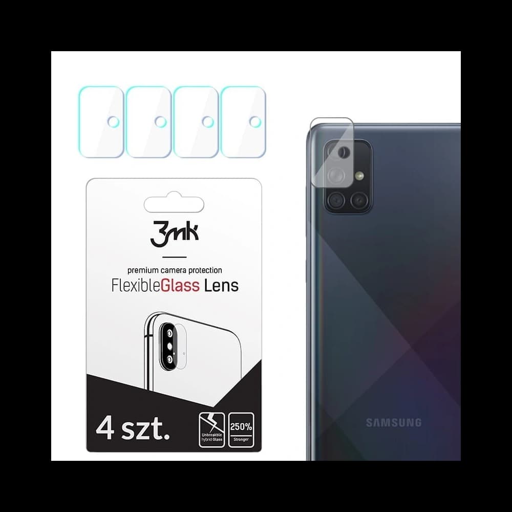 Hibrid üveg a fényképezőgép objektívhez 3MK Lencsevédő Samsung Galaxy A71 [4 PACK] - 1
