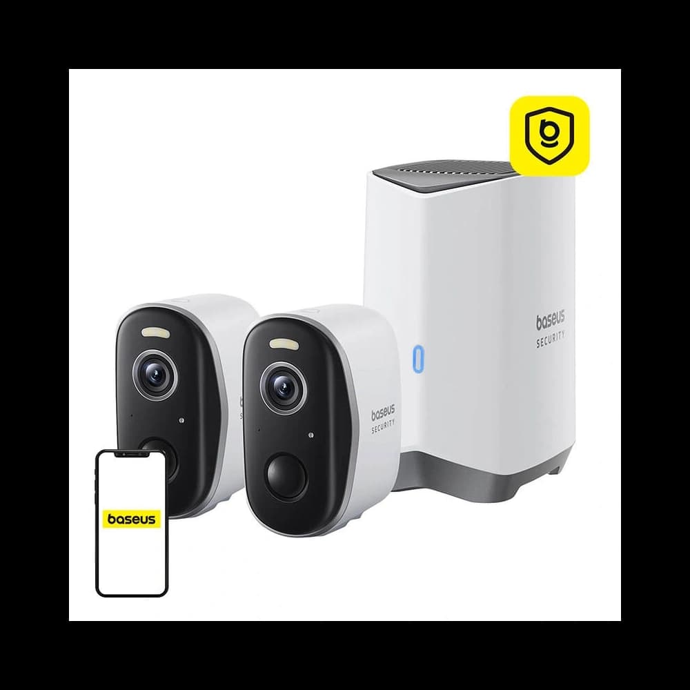 Baseus N1 Plus 2K Outdoor camera set of 2 (White) - 1