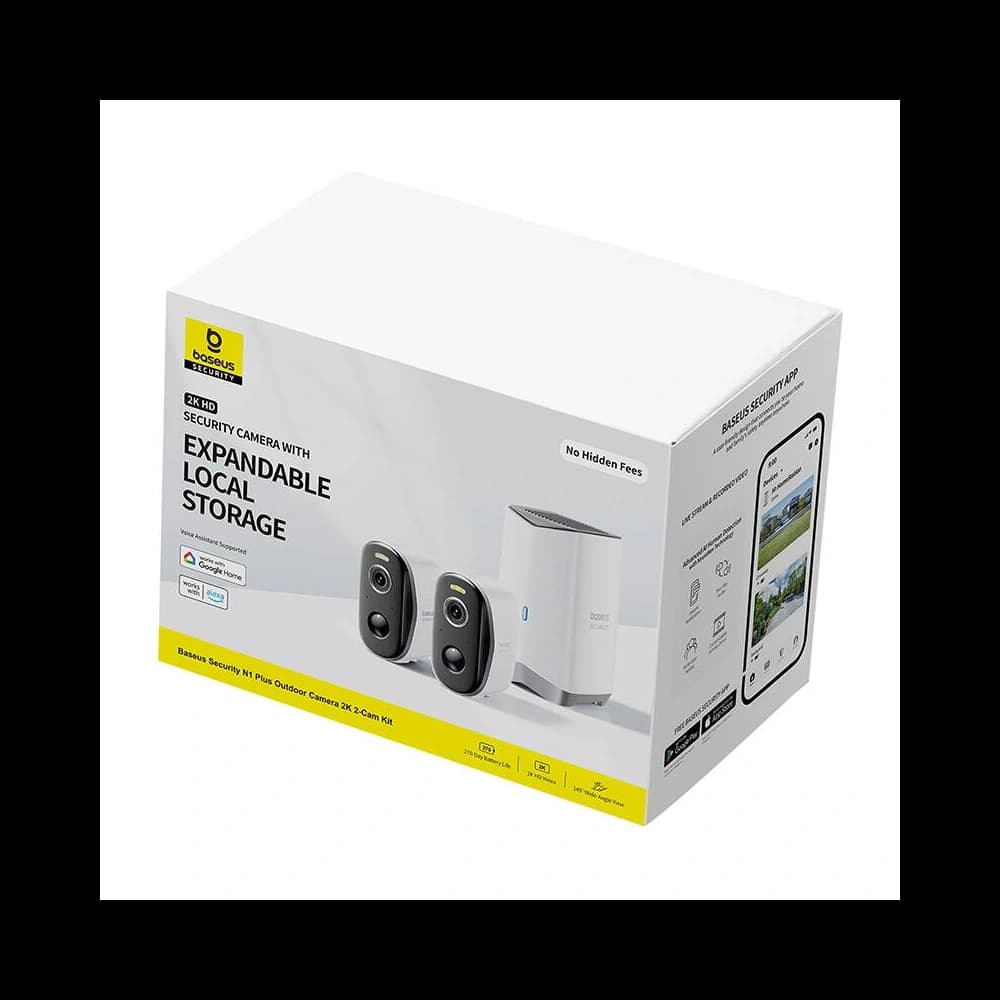 Baseus N1 Plus 2K Outdoor camera set of 2 (White) - 5