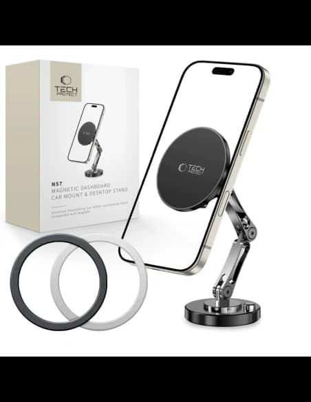 Tech-Protect N57 Magnetic Suport pentru Mașină și Birou cu MagSafe Negru