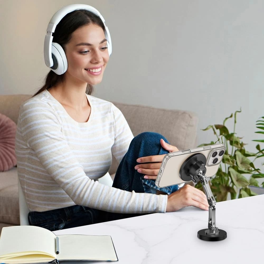 Tech-Protect N57 Magnetic MagSafe műszerfalra szerelhető autós tartó és asztali telefonállvány fekete - 6