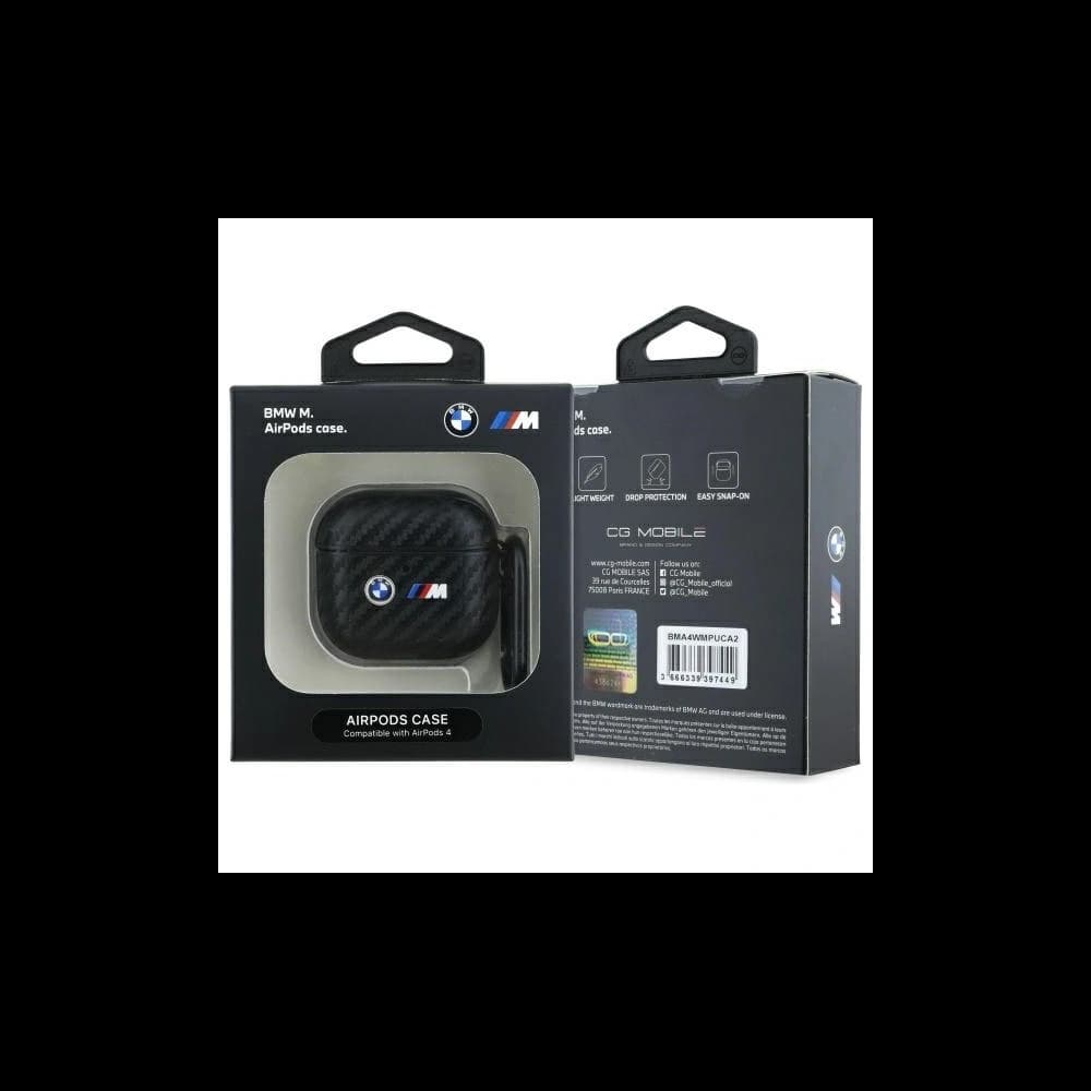 BMW BMA4WMPUCA2 Apple AirPods 4 cover Carbon Double Metal Logo black - 3
