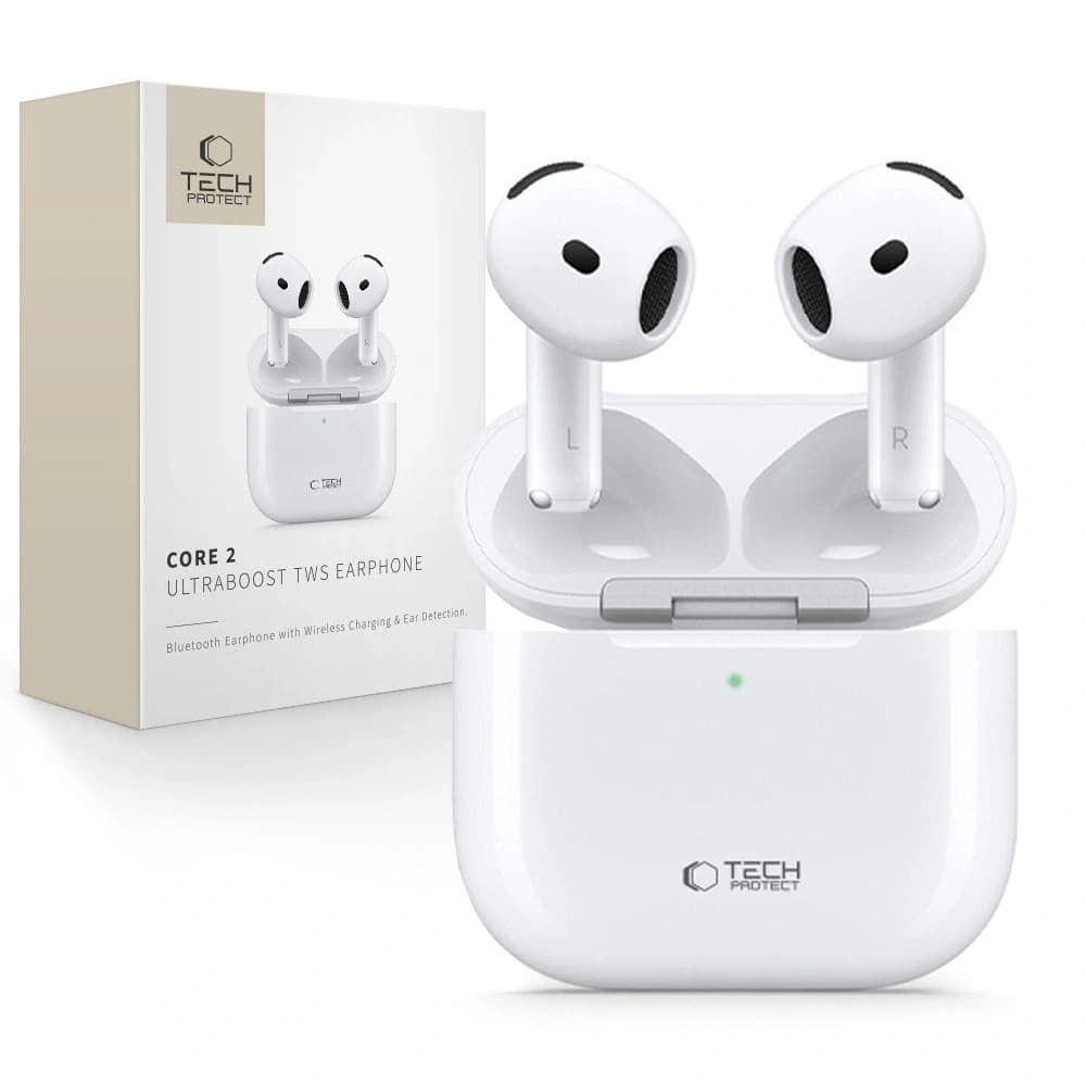 Bezdrátová sluchátka do uší Tech-Protect Ultraboost TWS Earphone Core 2 White - 1