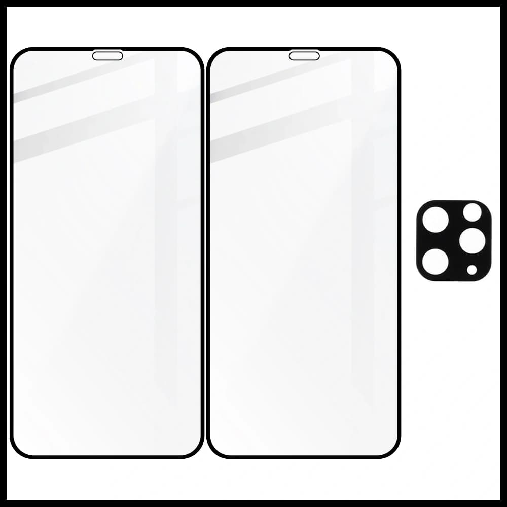 Bizon Glass Edge gehärtetes Glas - [2 PACK] + Linsenschutz Apple iPhone 11 Pro schwarz - 5