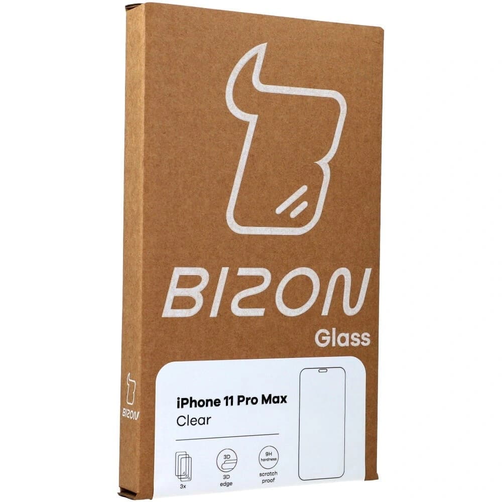 Bizon Glass Klarglas gehärtetes Glas - 3 Stück. + Linsenglas Apple iPhone 11 Pro Max - 6