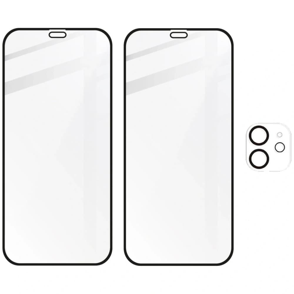 Bizon Glass Edge CF sticlă securizată - [2 PACK] + protecție pentru lentilă Apple iPhone 12 negru - 5