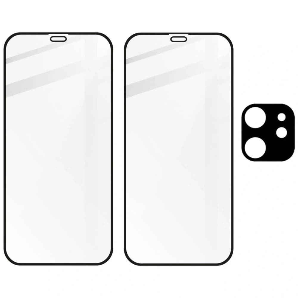 Tvrzené sklo Bizon Glass Edge CF - [2 PACK] + ochrana na objektiv Apple iPhone 12 Mini černé - 5