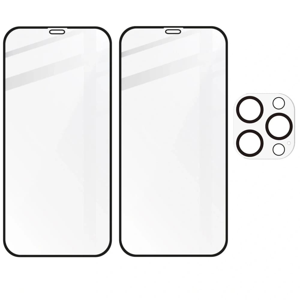 Tvrzené sklo Bizon Glass Edge CF - [2 PACK] + ochrana na objektiv Apple iPhone 12 Pro Max černé - 5