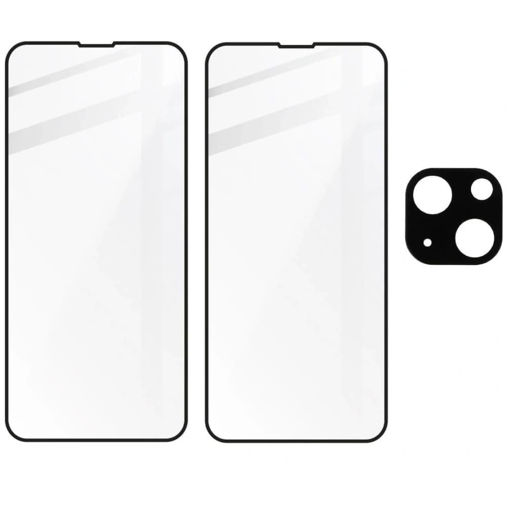 Tvrzené sklo Bizon Glass Edge - [2 PACK] + ochrana na objektiv Apple iPhone 13 Mini černé - 5