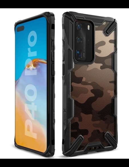 Ringke Tasche Fusion-X Huawei P40 Pro Camo (Moro) Schwarz