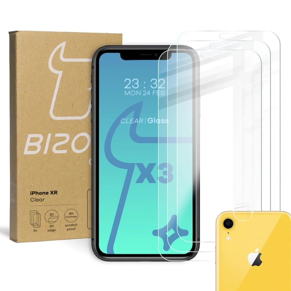 Tvrdé sklo Bizon Glass Clear - 3 ks + objektiv Apple iPhone Xr - 1