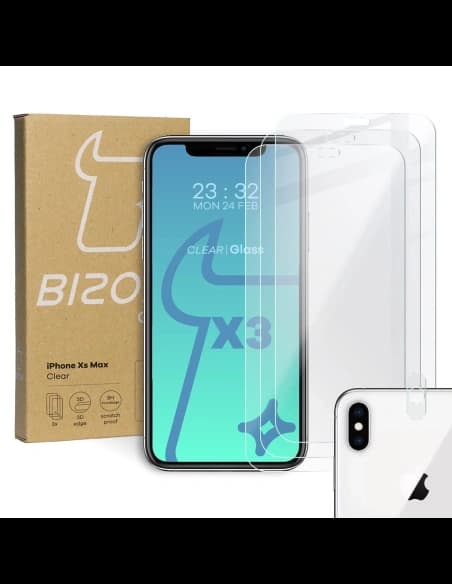 Bizon Glass Clear tempered glass - 3 pcs. + lens glass Apple iPhone Xs Max