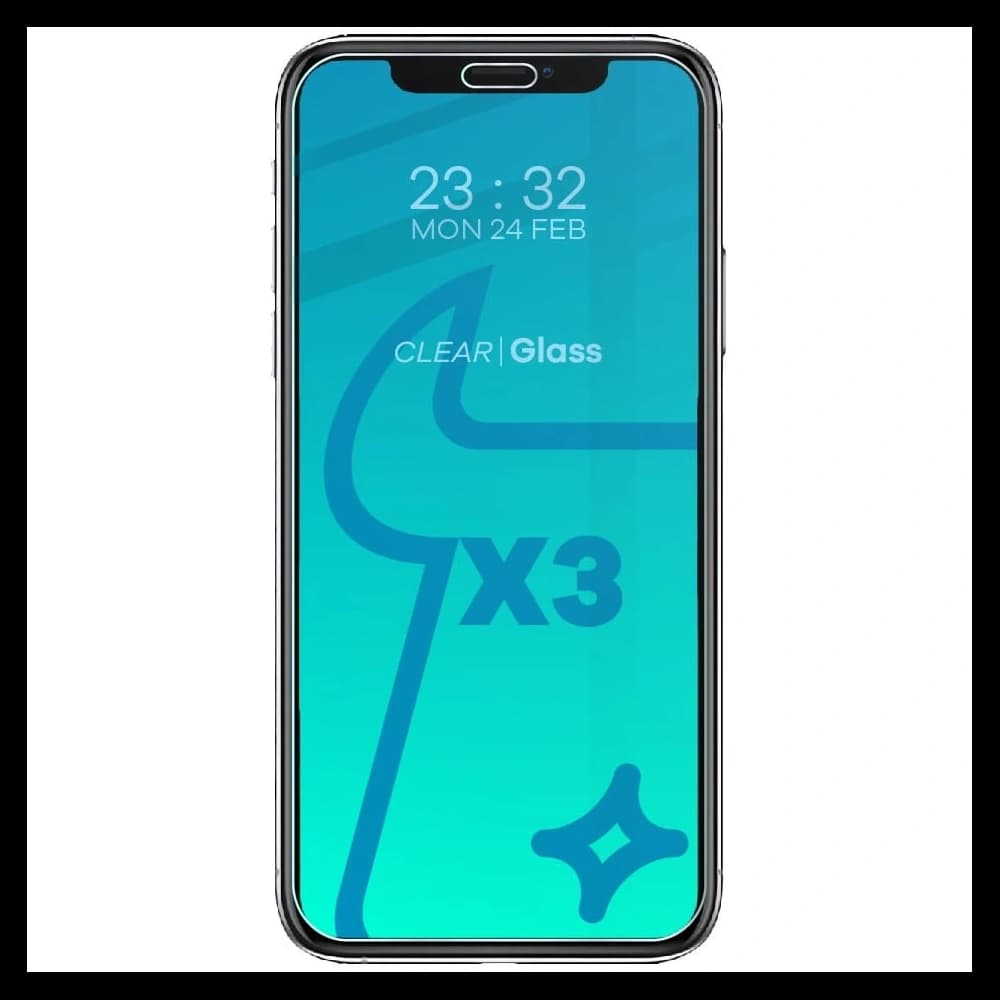 Bizon Glas Klarglas gehärtetes Glas - 3 Stück. + Linsenglas Apple iPhone Xs Max - 4