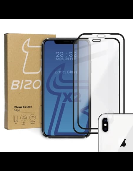 Bizon Glass Edge CF tempered glass - [2 PACK] + lens protection Apple iPhone Xs Max black