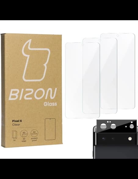 Szkło hartowane Bizon Glass Clear - 3 szt. + obiektyw Google Pixel 6