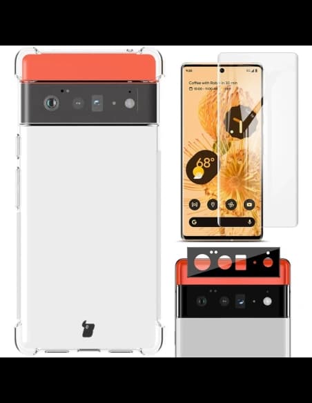 Etui + 2x folia + obiektyw Bizon Case Clear Pack do Google Pixel 6 Pro przezroczyste