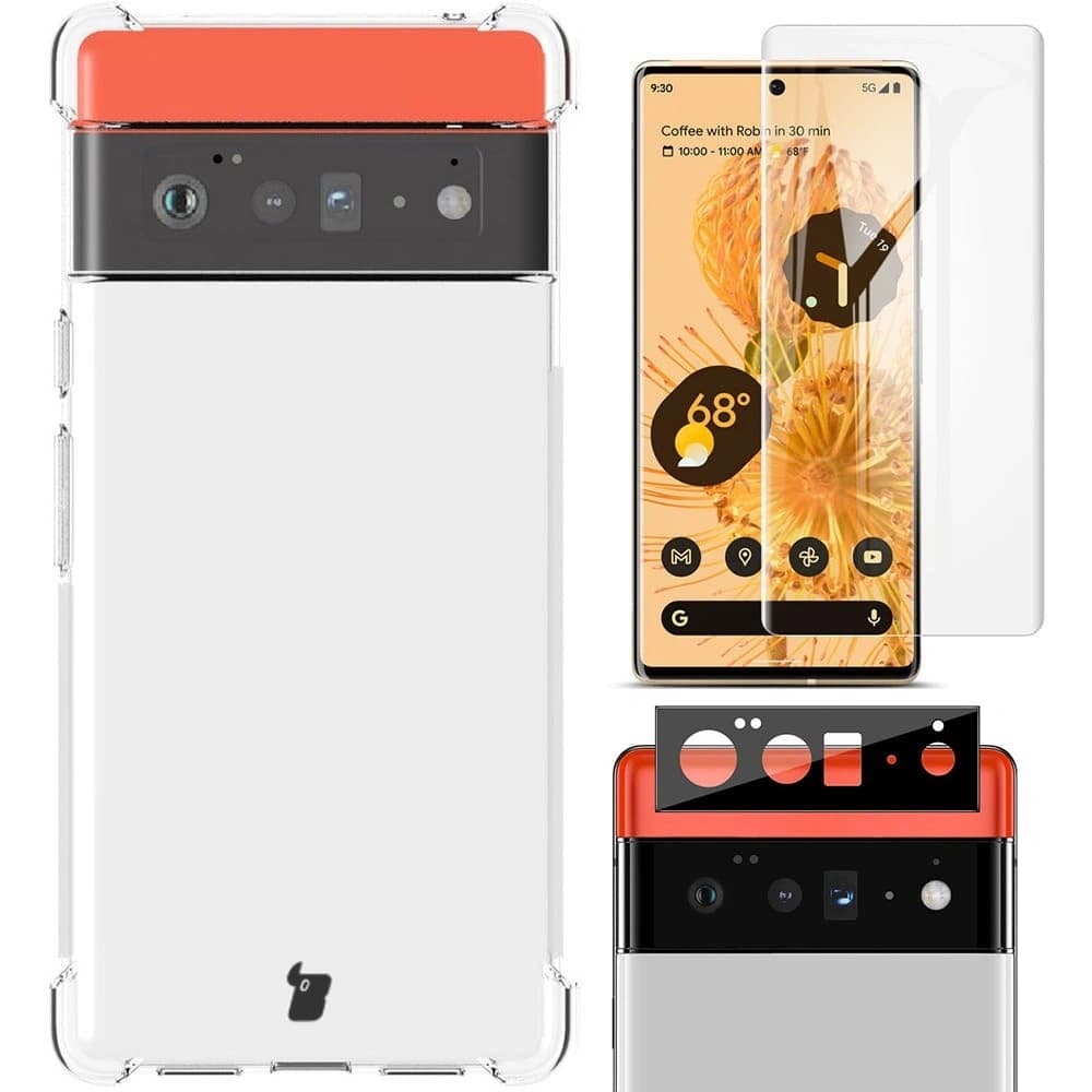 Bizon Case Clear Pack carcasă + 2x folie pentru ecran + protector pentru lentilă Google Pixel 6 Pro transparent - 1