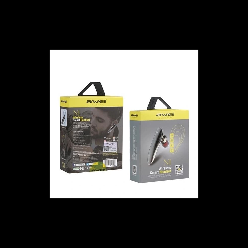 AWEI sluchátko Bluetooth mono N1 šedé/grey - 5