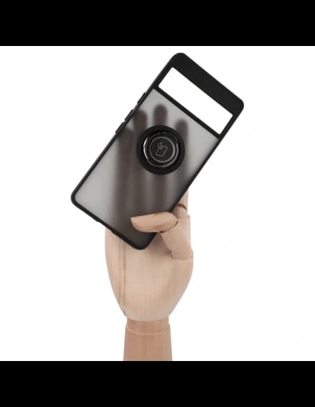 Etui z uchwytem na palec Bizon Case Hybrid Ring do Google Pixel 7 przydymione z czarną ramką