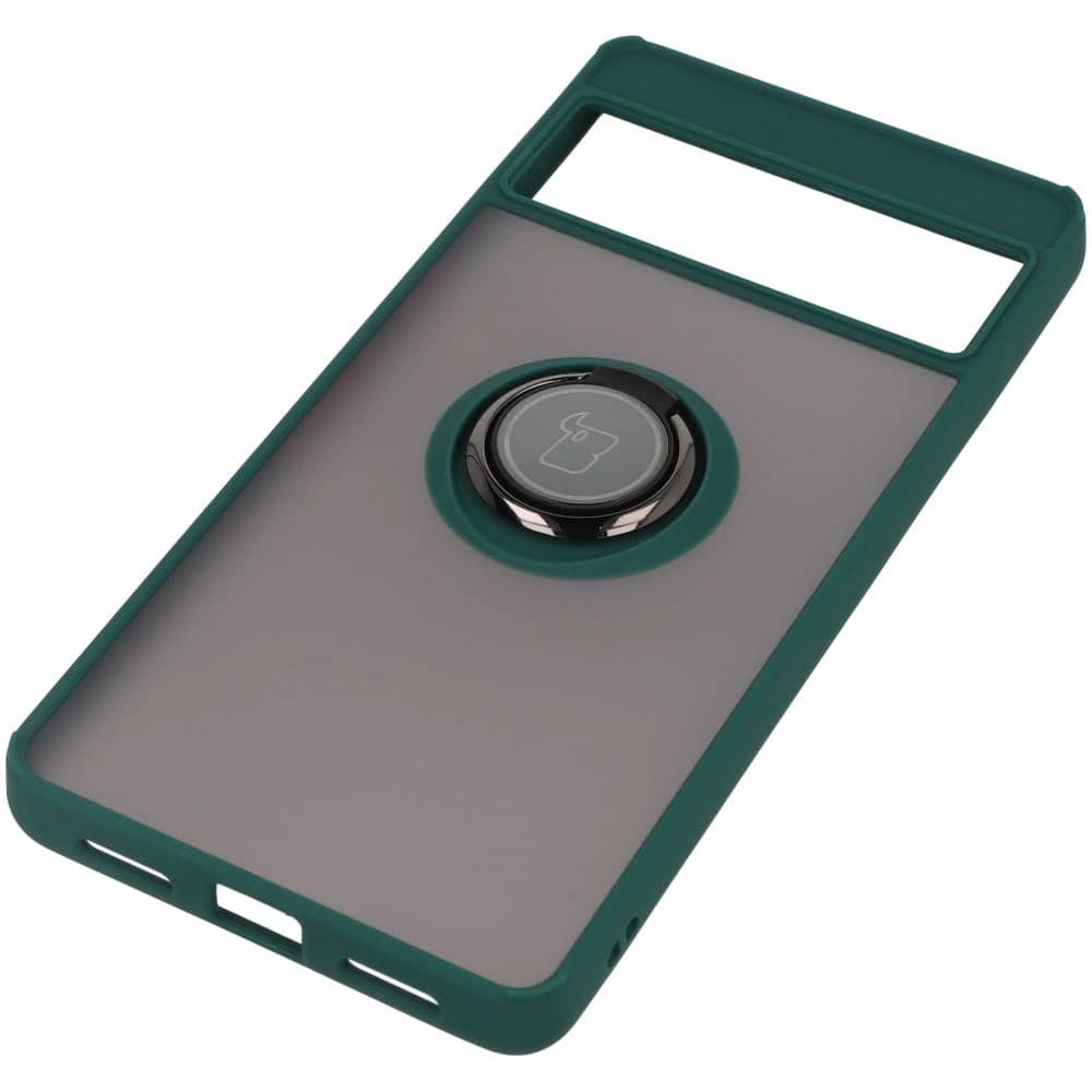 Etui z uchwytem na palec Bizon Case Hybrid Ring do Google Pixel 7 Pro przydymione z ciemnozieloną ramką - 3