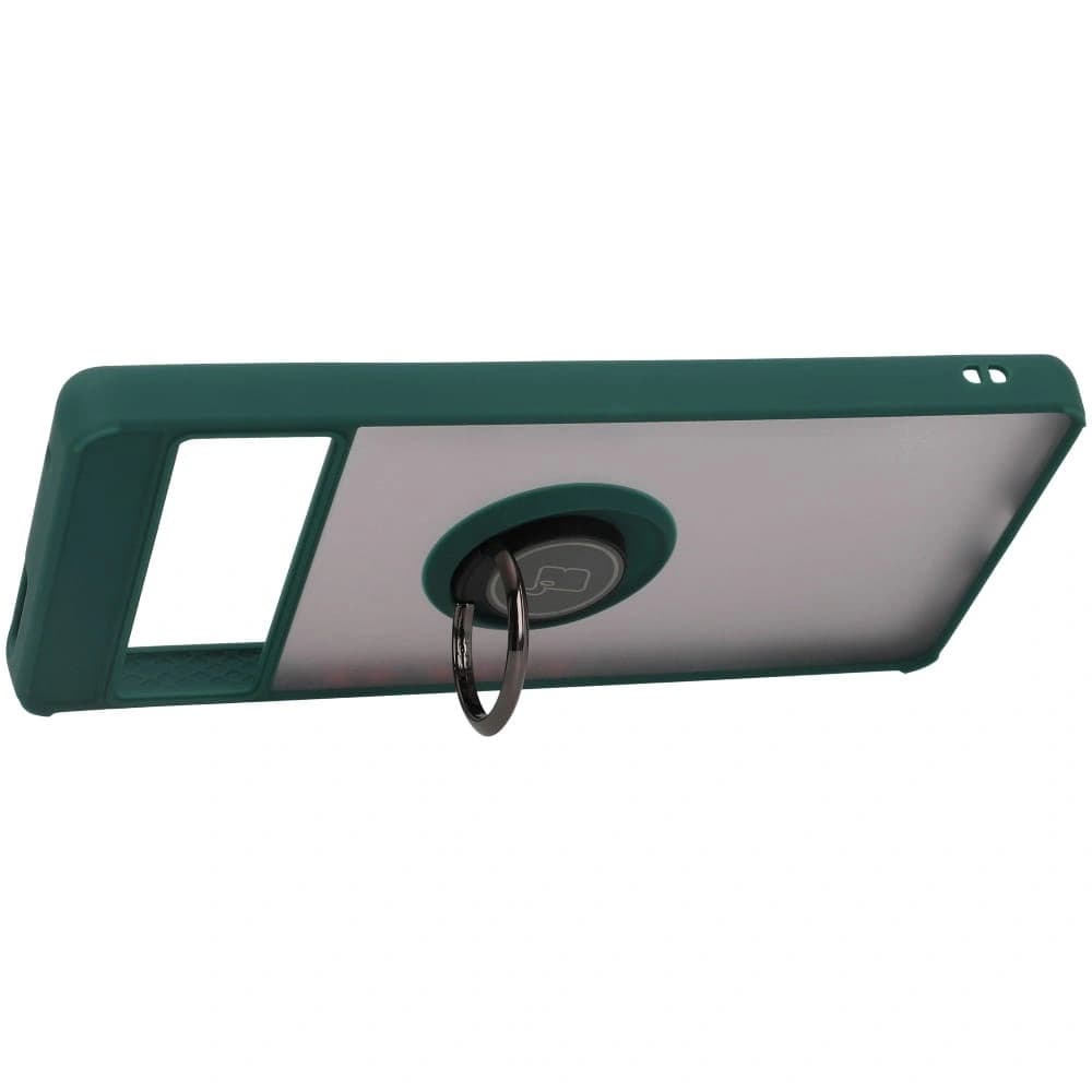 Etui z uchwytem na palec Bizon Case Hybrid Ring do Google Pixel 7 Pro przydymione z ciemnozieloną ramką - 5