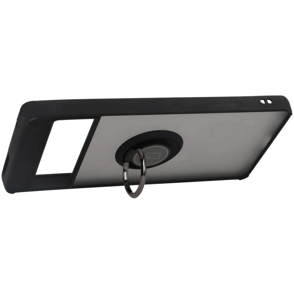 Etui s úchytem na prst Bizon Case Hybrid Ring pro Google Pixel 7 Pro kouřové s černým rámečkem - 5