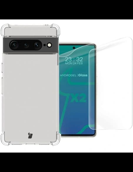 Etui + 2x folia Bizon Case Clear Pack do Google Pixel 7 Pro przezroczyste