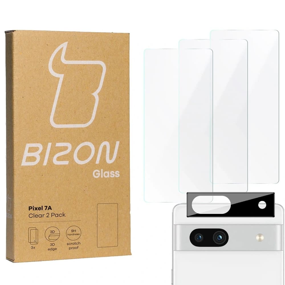 BIZON Clear 3x screen glass + camera glass Pixel 7A - 1
