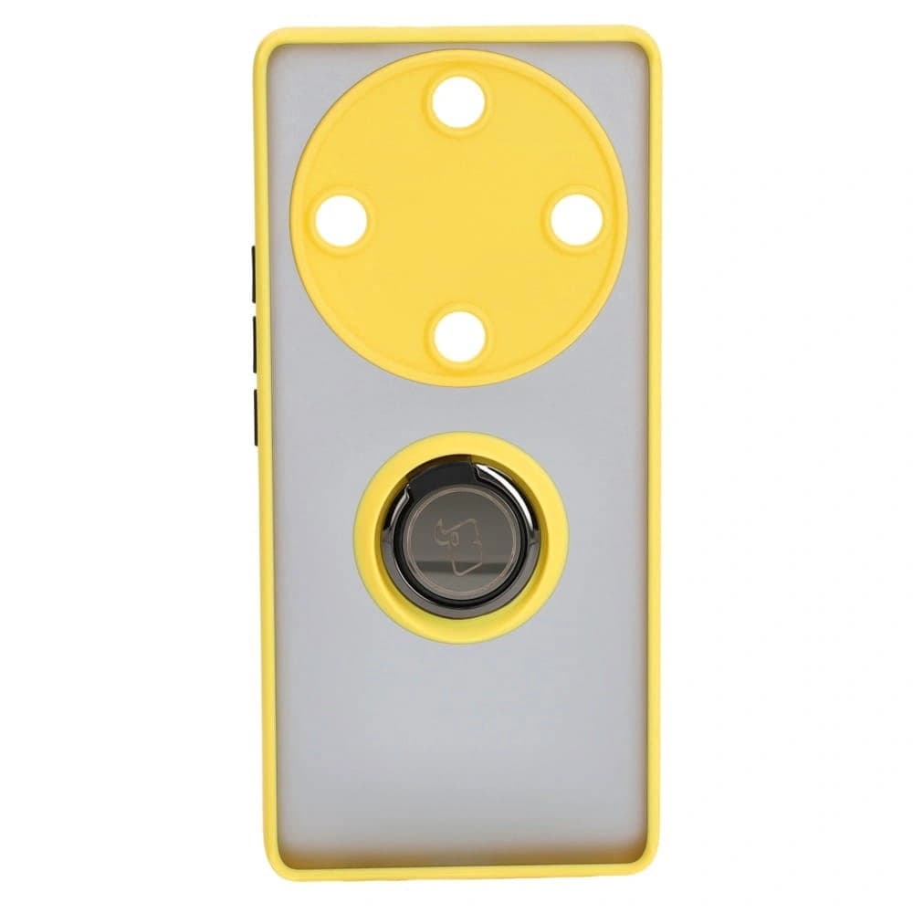 Bizon Case Hybrid Ring Honor Magic5 Lite smoky mit einem gelben Rahmen - 2